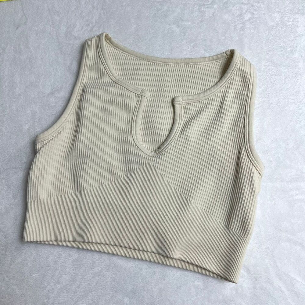 OQQ Ribbed Sleeveless Crop Tank Small Women